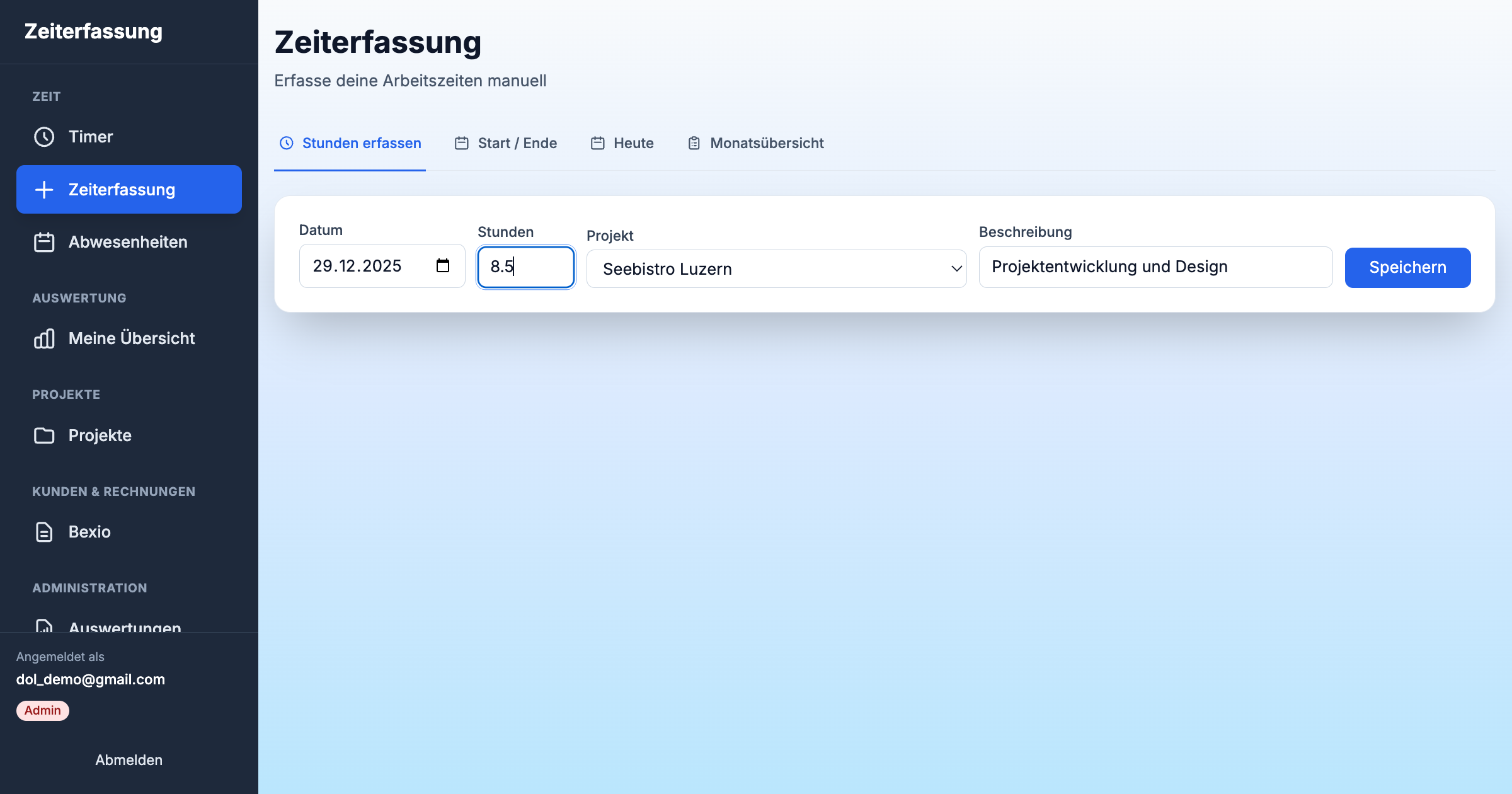 Manuelle Zeiterfassung